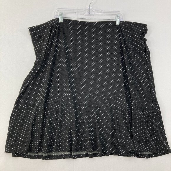 New CHAPS size 3X Black White Polka Dot Stretch Knit Pull-on Skirt Comfy - Picture 1 of 8